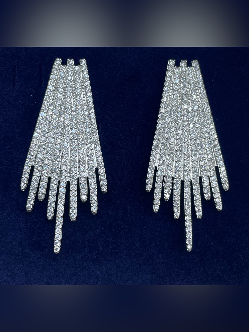 Swarovski Crystal Elements White Crystal Art Deco Statement Drop Earrings